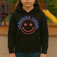America Vibes Smiley 4th Of July Kids Hoodie thumb 3