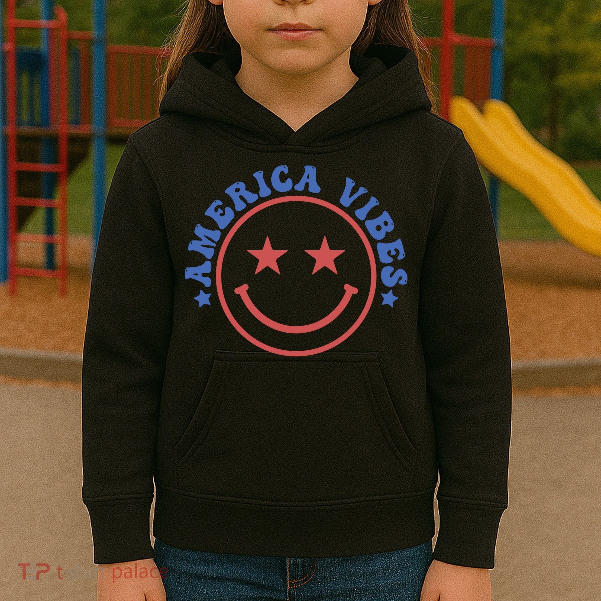 America Vibes Smiley 4th Of July Kids Hoodie
