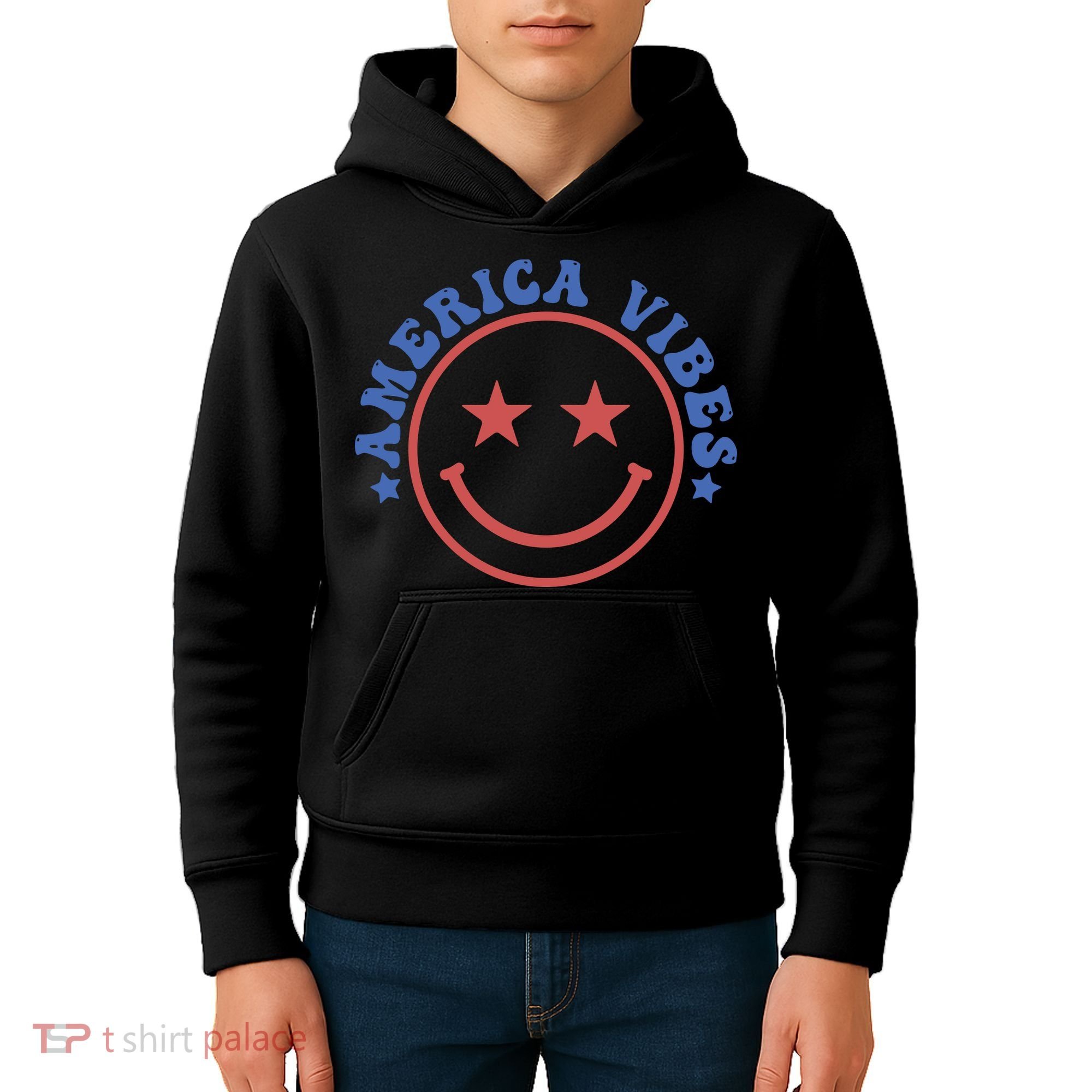America Vibes Smiley 4th Of July Kids Hoodie