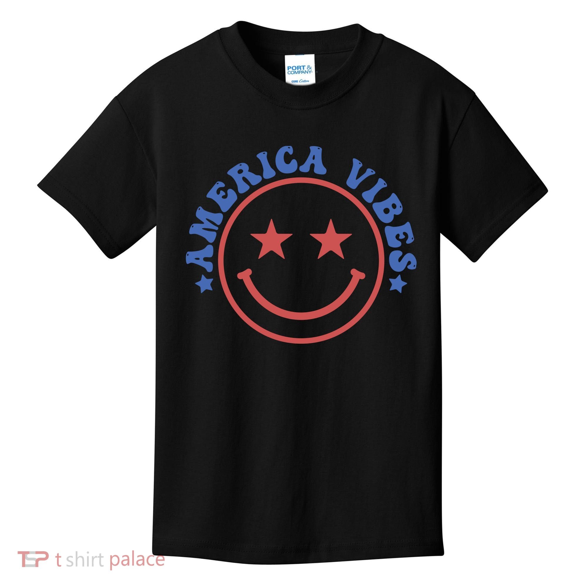 America Vibes Smiley 4th Of July Kids T-Shirt