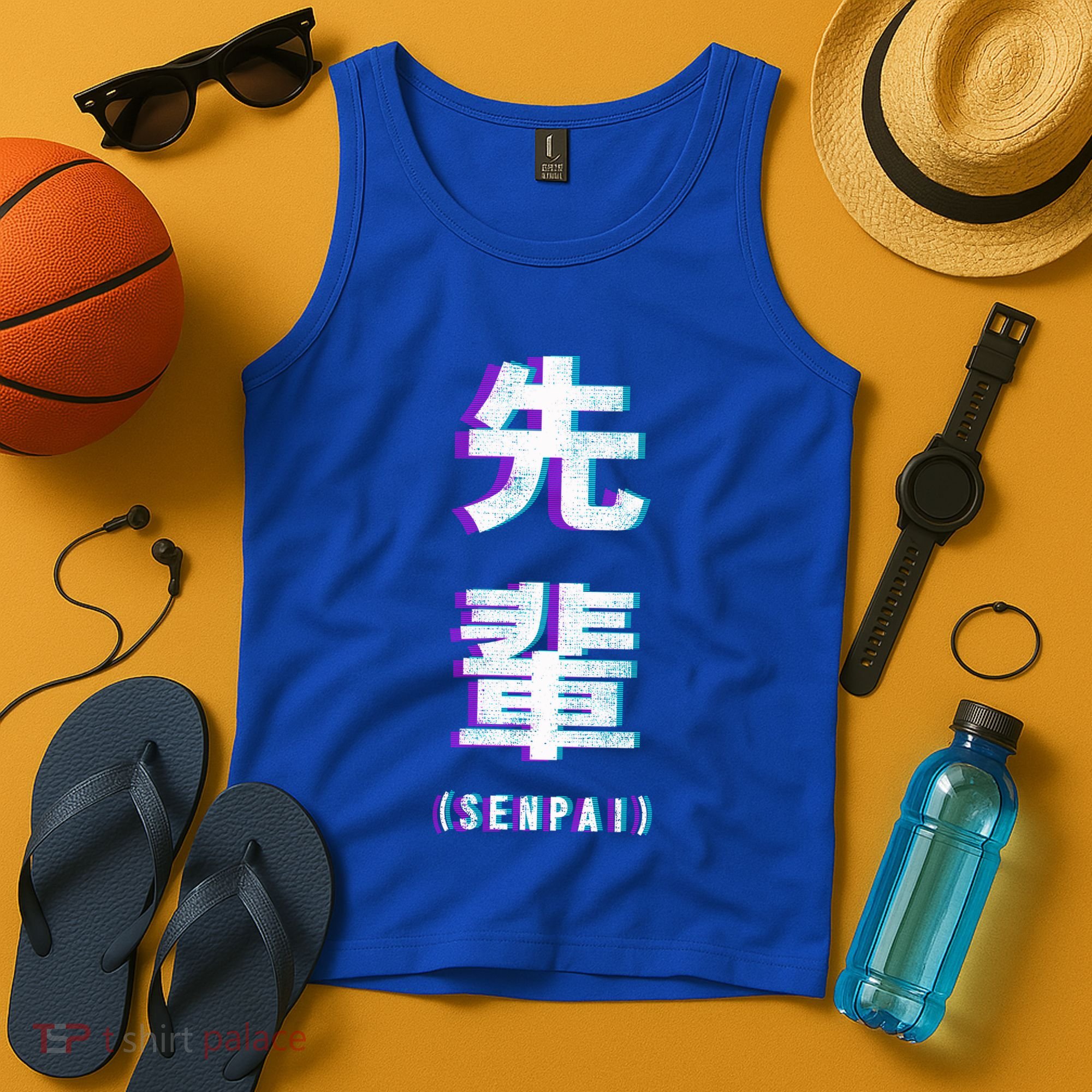 Aesthetic Vaporwave Senpai Funny Gift Fuzzy Print Tank Top