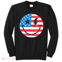 America Vibes Smiley Face American Flag 4th Of July USA Flag Sweatshirt thumb 0