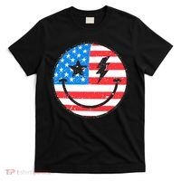America Vibes Smiley Face American Flag 4th Of July USA Flag T-Shirt thumb 0