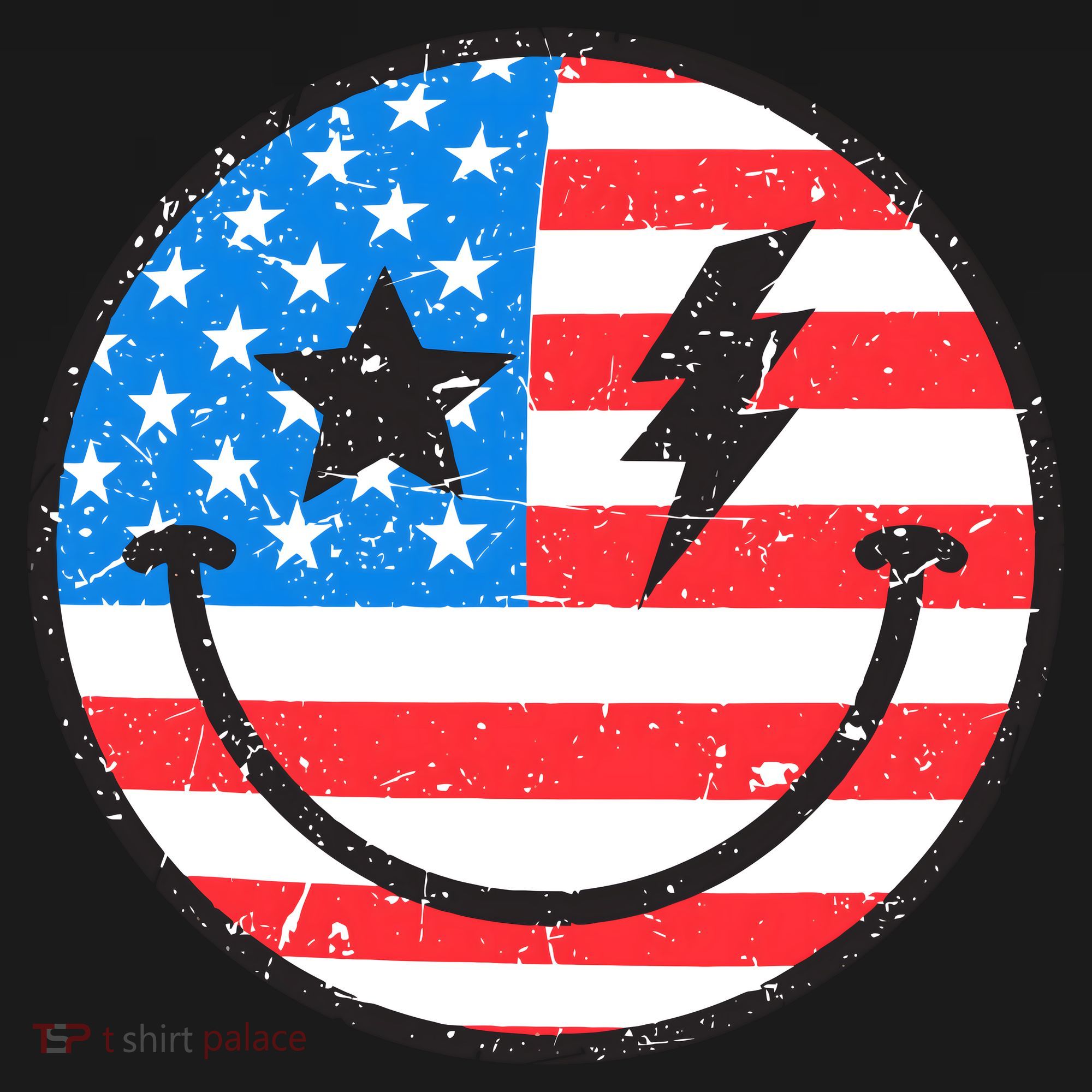 America Vibes Smiley Face American Flag 4th Of July USA Flag T-Shirt
