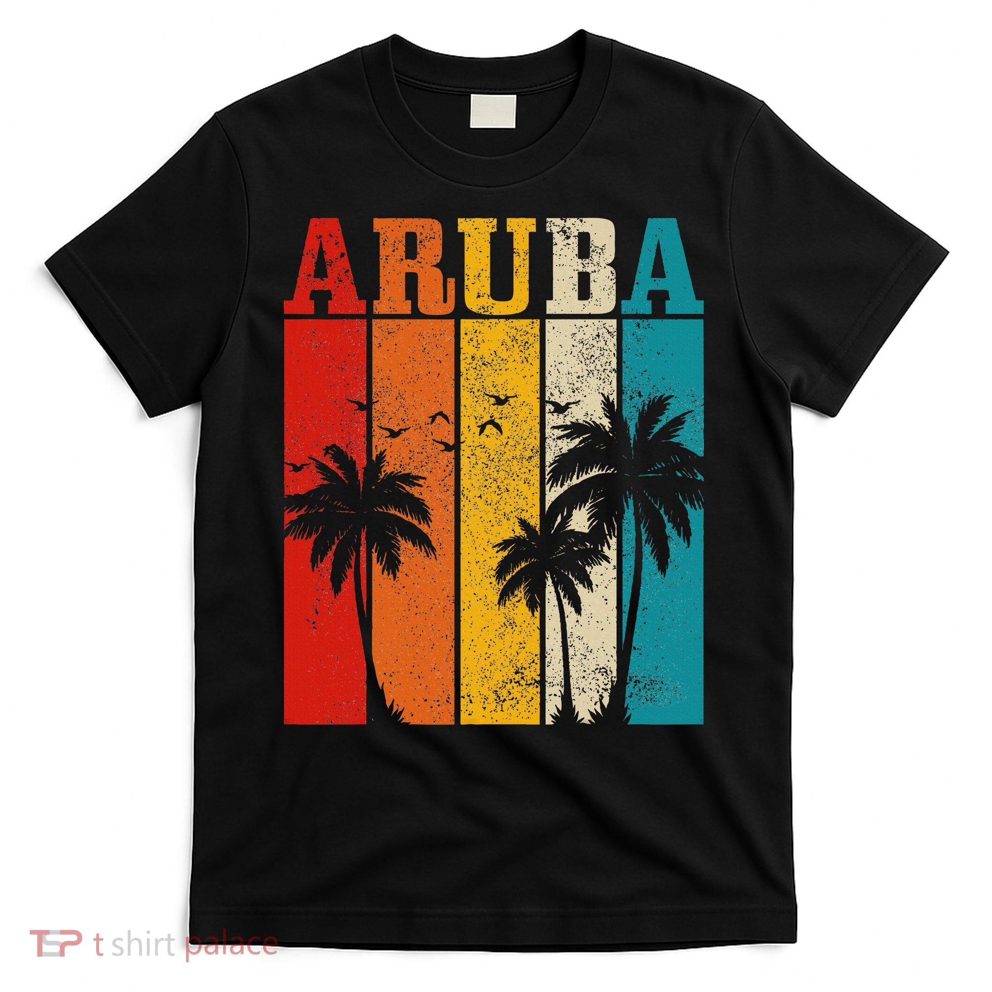 Aruba Vintage Surf Palm Trees Surfer Souvenir T-Shirt
