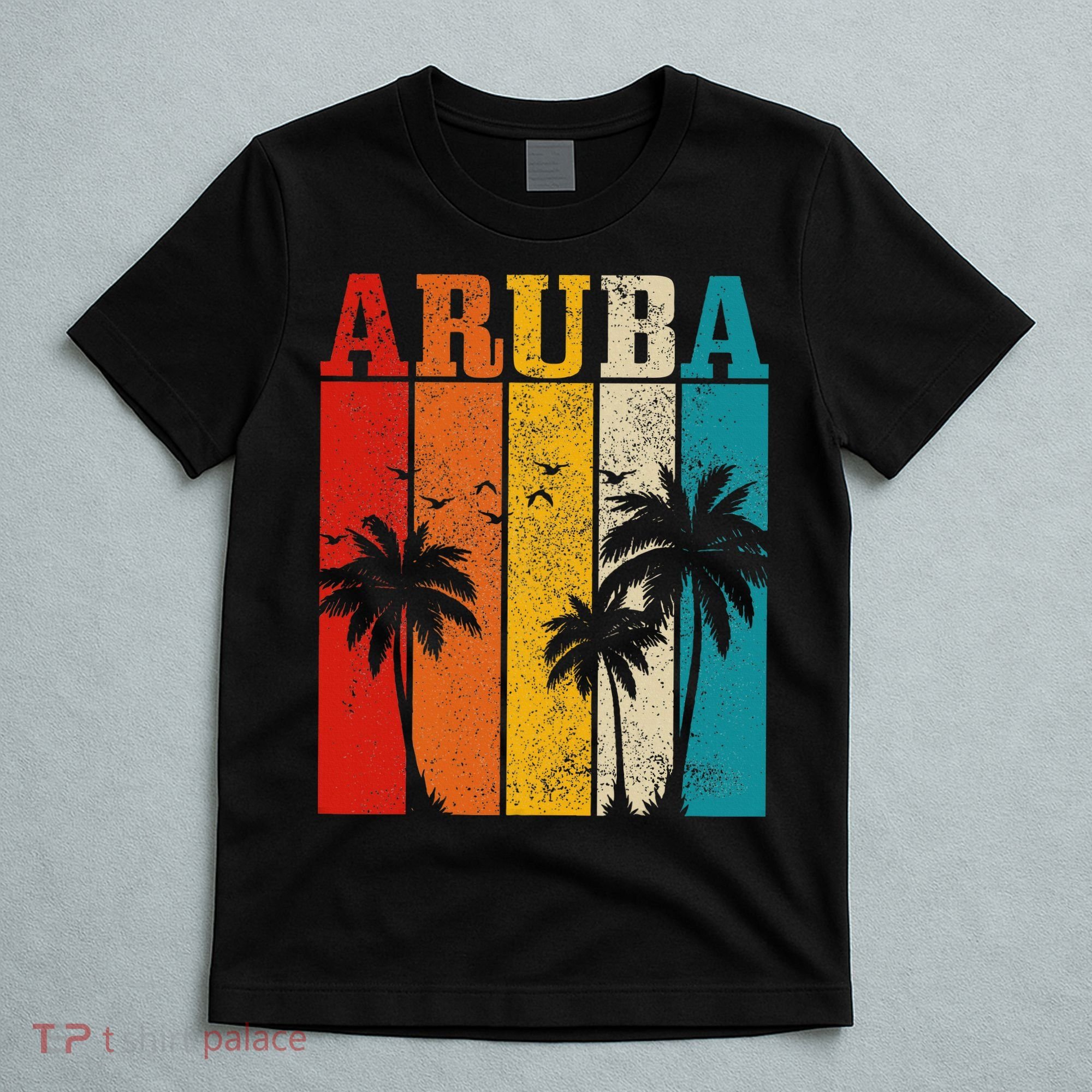 Aruba Vintage Surf Palm Trees Surfer Souvenir T-Shirt