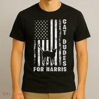 America Vote Usa Flag Cat Dudes For Kamala Harris Vote 2024 T-Shirt thumb 3
