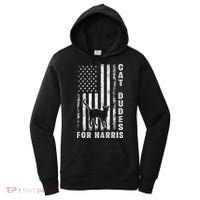 America Vote Usa Flag Cat Dudes For Kamala Harris Vote 2024 Women's Hoodie thumb 0
