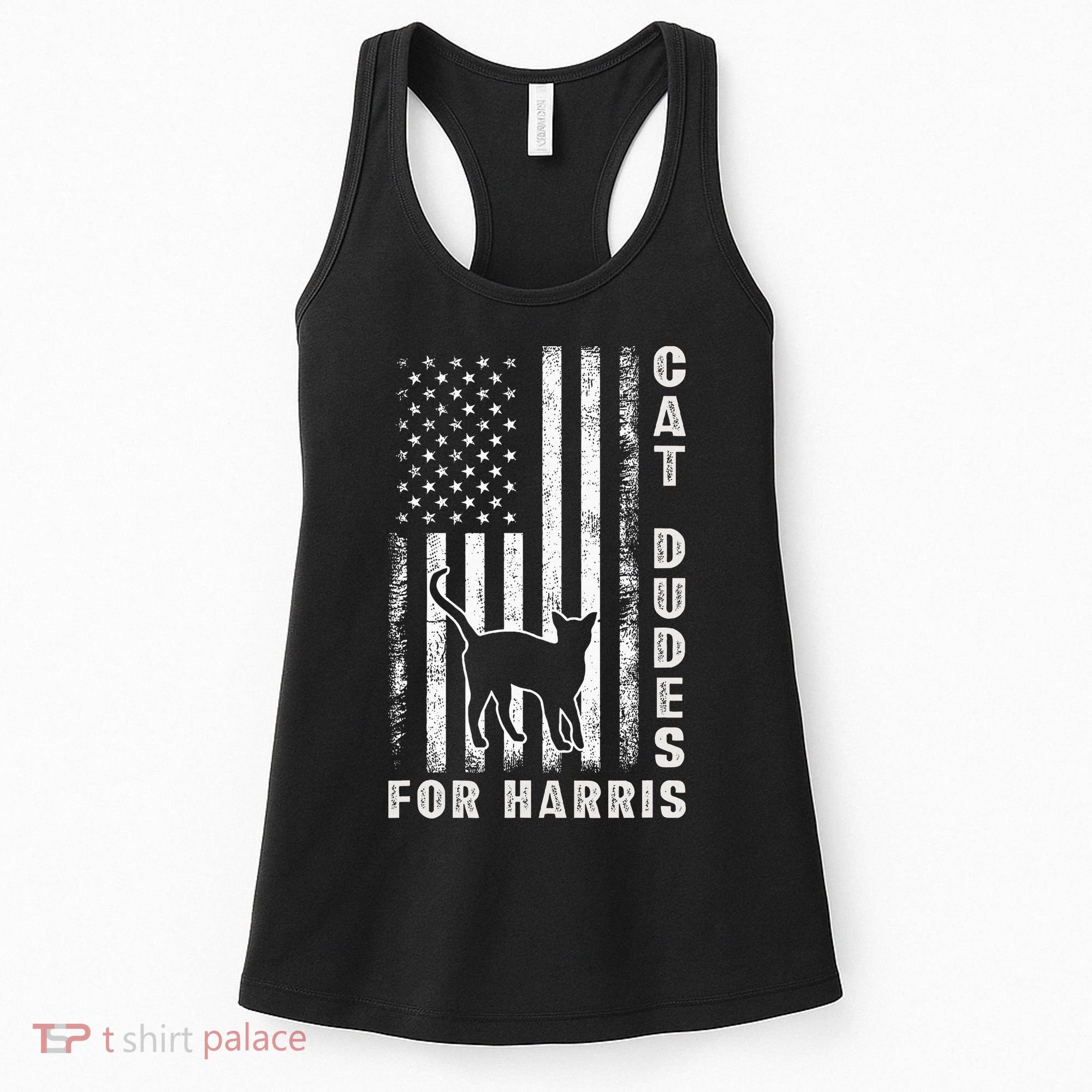 America Vote Usa Flag Cat Dudes For Kamala Harris Vote 2024 Women's Tank Top