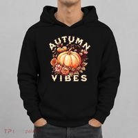 Autumn Vibes Women Pumpkin Fall Graphic Thanksgiving Hoodie thumb 0