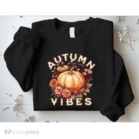 Autumn Vibes Women Pumpkin Fall Graphic Thanksgiving Sweatshirt thumb 2