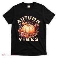 Autumn Vibes Women Pumpkin Fall Graphic Thanksgiving T-Shirt thumb 0