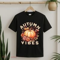 Autumn Vibes Women Pumpkin Fall Graphic Thanksgiving T-Shirt thumb 2