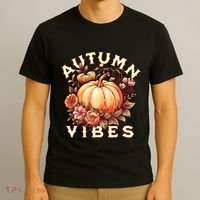 Autumn Vibes Women Pumpkin Fall Graphic Thanksgiving T-Shirt thumb 3
