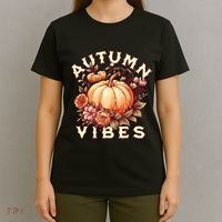 Autumn Vibes Women Pumpkin Fall Graphic Thanksgiving T-Shirt thumb 4