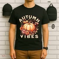 Autumn Vibes Women Pumpkin Fall Graphic Thanksgiving T-Shirt thumb 6