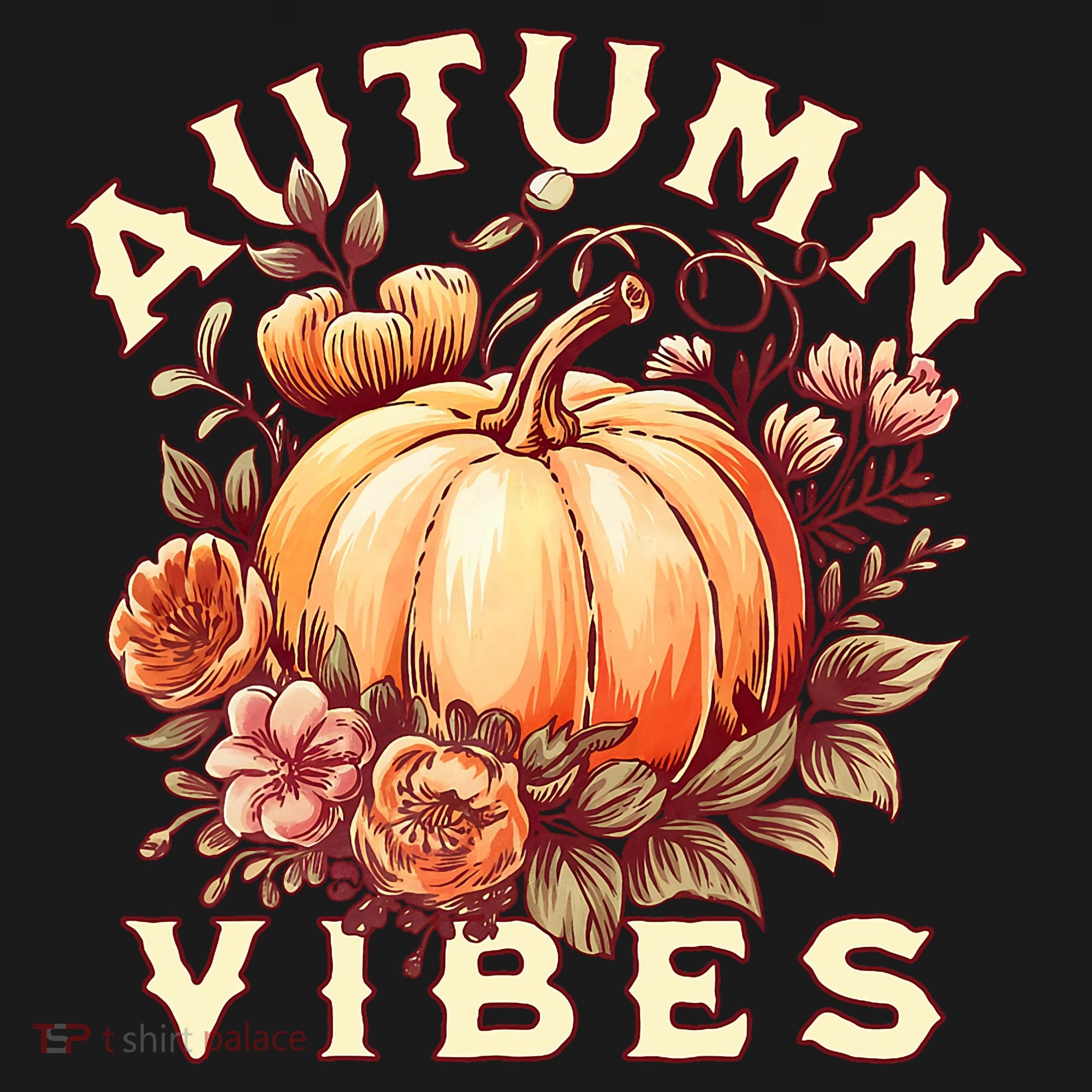 Autumn Vibes Women Pumpkin Fall Graphic Thanksgiving T-Shirt