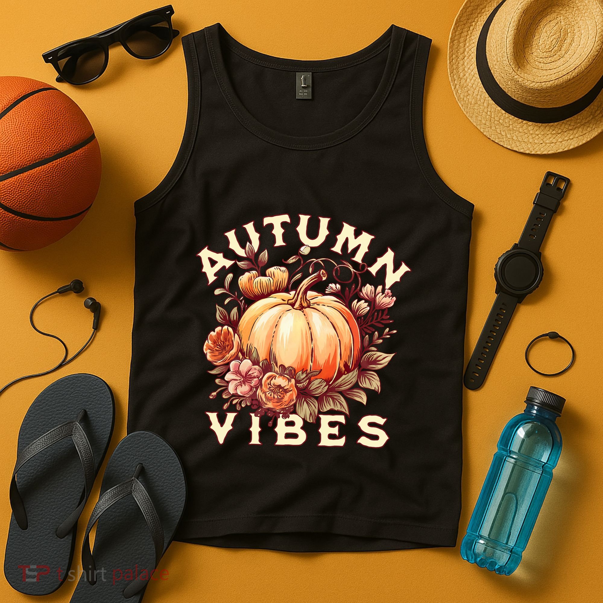 Autumn Vibes Women Pumpkin Fall Graphic Thanksgiving Tank Top