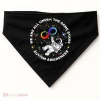 Autism We Are All Under The Same Stars Space Astronaut USA-Made Doggie Bandana thumb 0