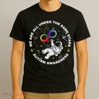 Autism We Are All Under The Same Stars Space Astronaut T-Shirt thumb 3