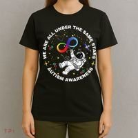 Autism We Are All Under The Same Stars Space Astronaut T-Shirt thumb 4
