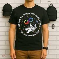 Autism We Are All Under The Same Stars Space Astronaut T-Shirt thumb 6
