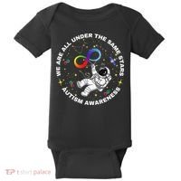 Autism We Are All Under The Same Stars Space Astronaut Baby Bodysuit thumb 0