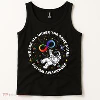 Autism We Are All Under The Same Stars Space Astronaut Tank Top thumb 2