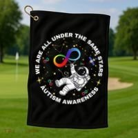 Autism We Are All Under The Same Stars Space Astronaut Golf Towel thumb 1