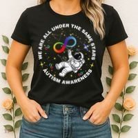 Autism We Are All Under The Same Stars Space Astronaut Women's T-Shirt thumb 2