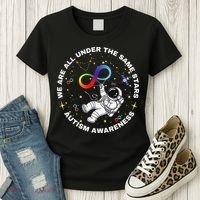 Autism We Are All Under The Same Stars Space Astronaut Women's T-Shirt thumb 3