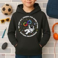 Autism We Are All Under The Same Stars Space Astronaut Kids Hoodie thumb 2