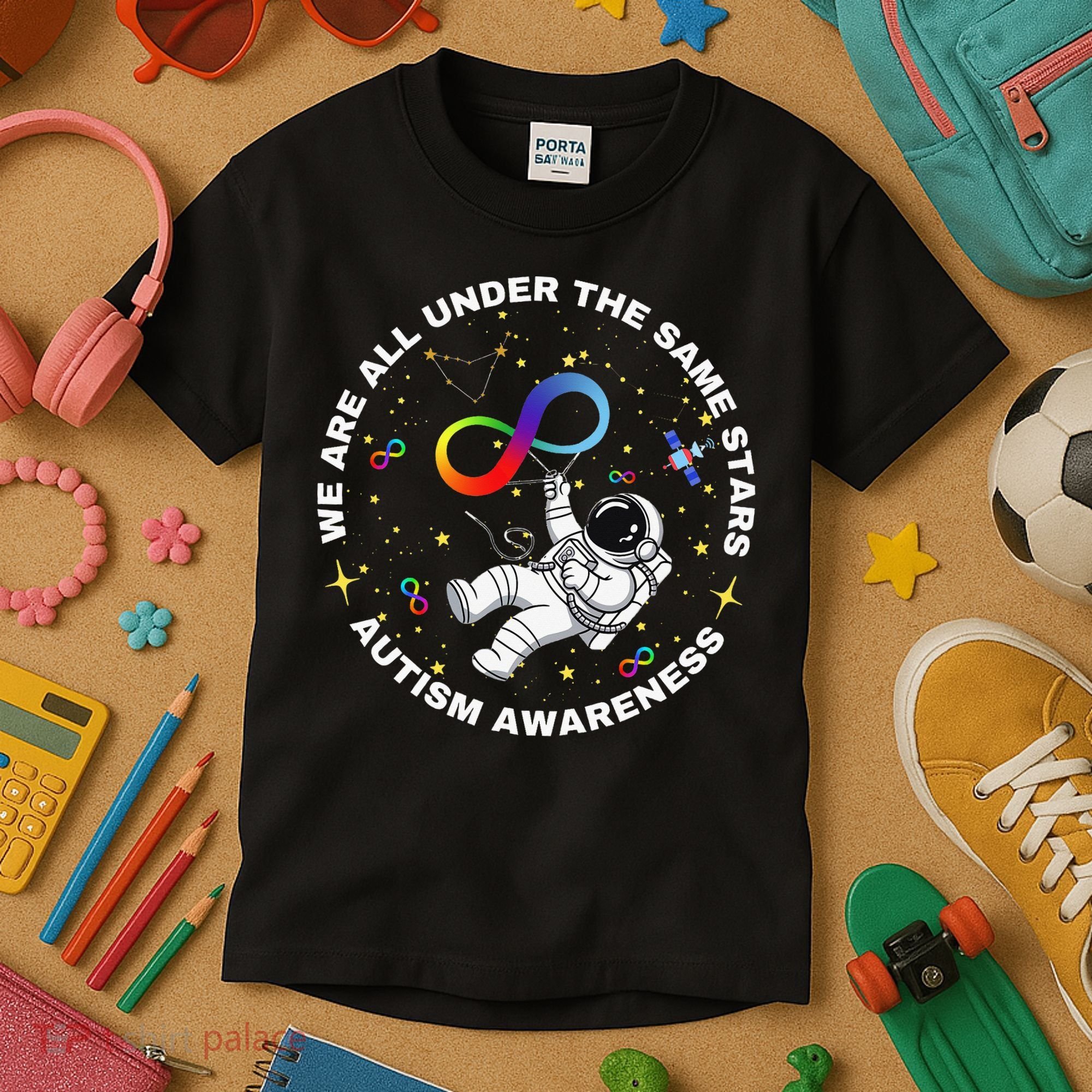 Autism We Are All Under The Same Stars Space Astronaut Kids T-Shirt