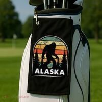 Alaska With A Bigfoot Or A Sasquatch Golf Towel thumb 2