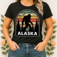 Alaska With A Bigfoot Or A Sasquatch Women's T-Shirt thumb 2