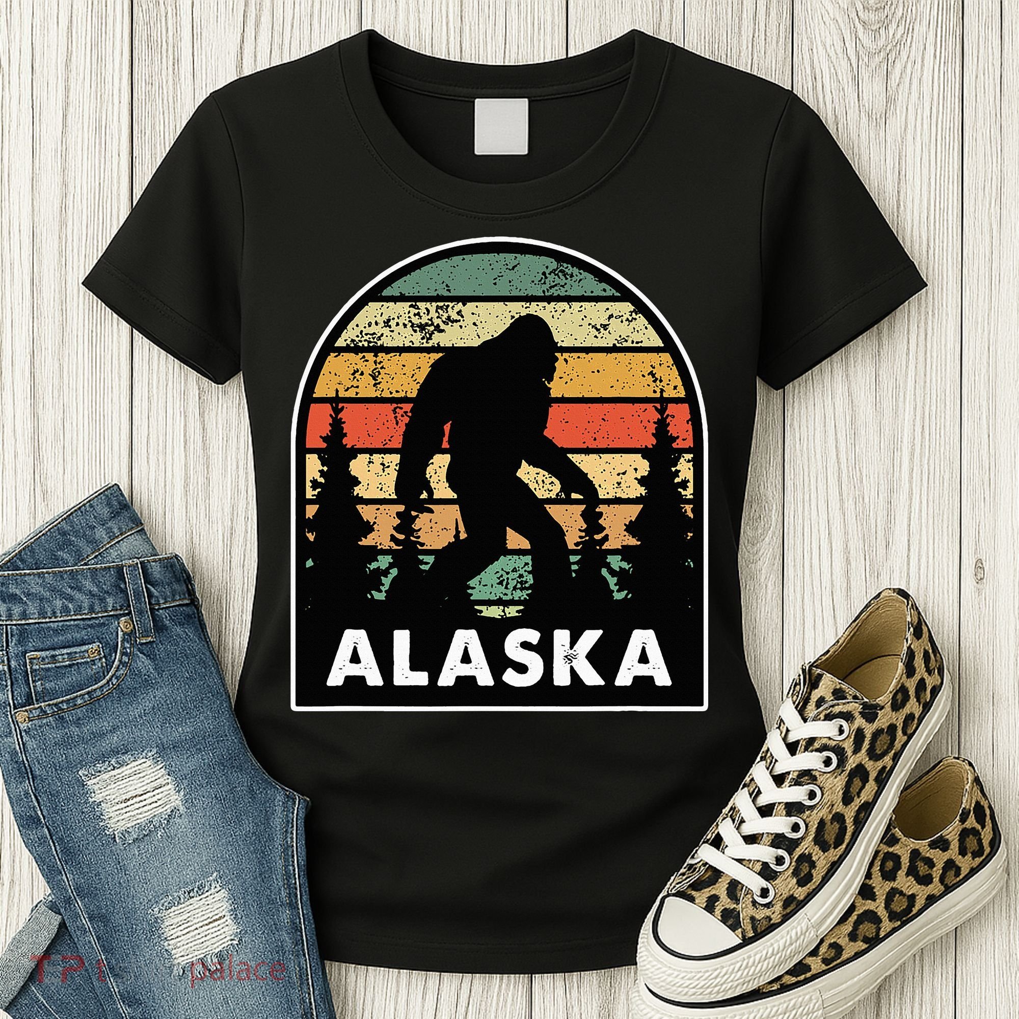 Alaska With A Bigfoot Or A Sasquatch Women's T-Shirt
