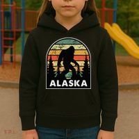Alaska With A Bigfoot Or A Sasquatch Kids Hoodie thumb 3