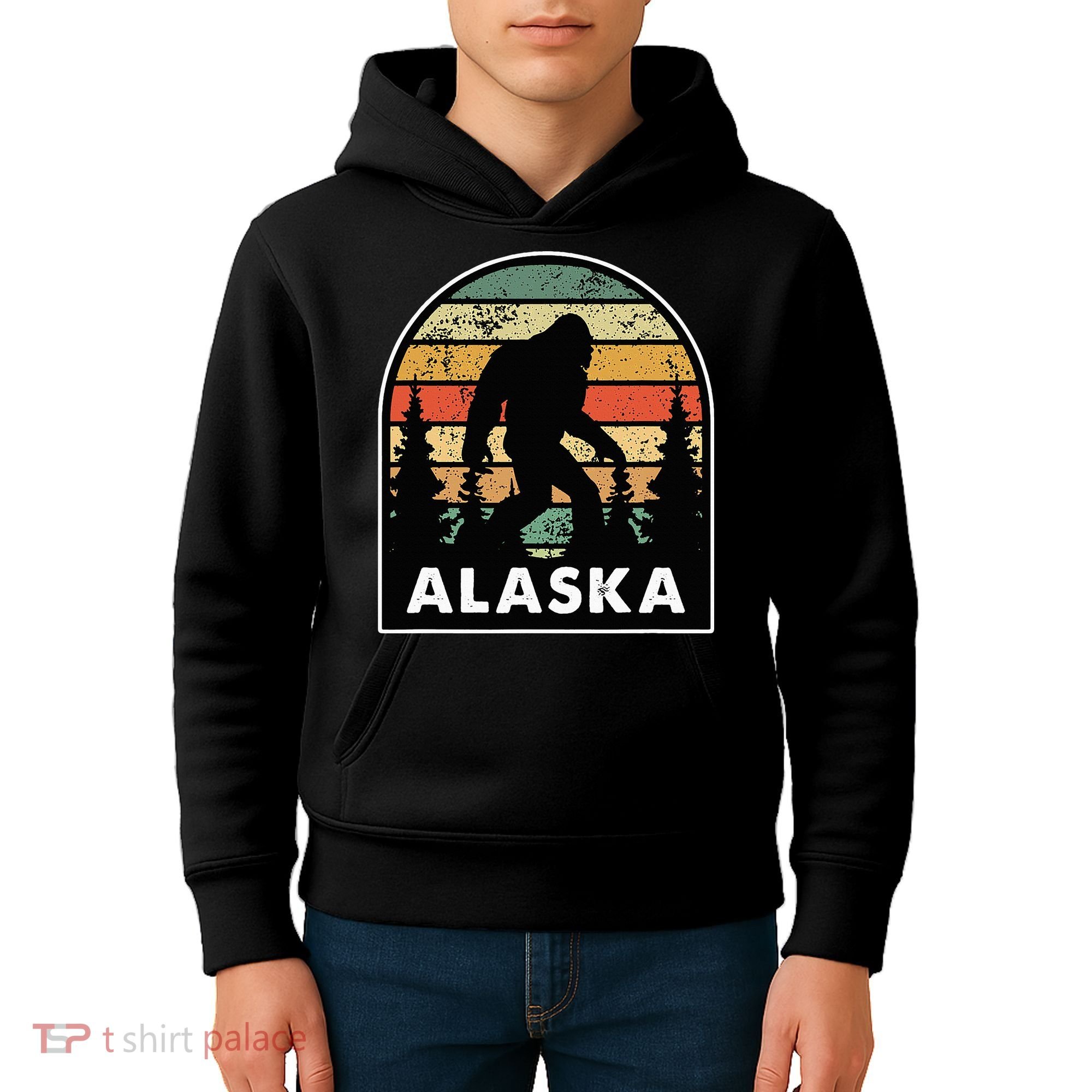 Alaska With A Bigfoot Or A Sasquatch Kids Hoodie