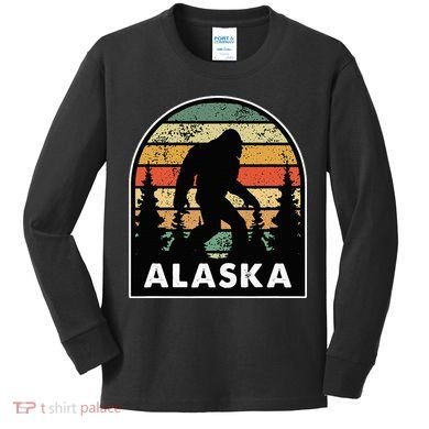 Alaska With A Bigfoot Or A Sasquatch Kids Long Sleeve Shirt
