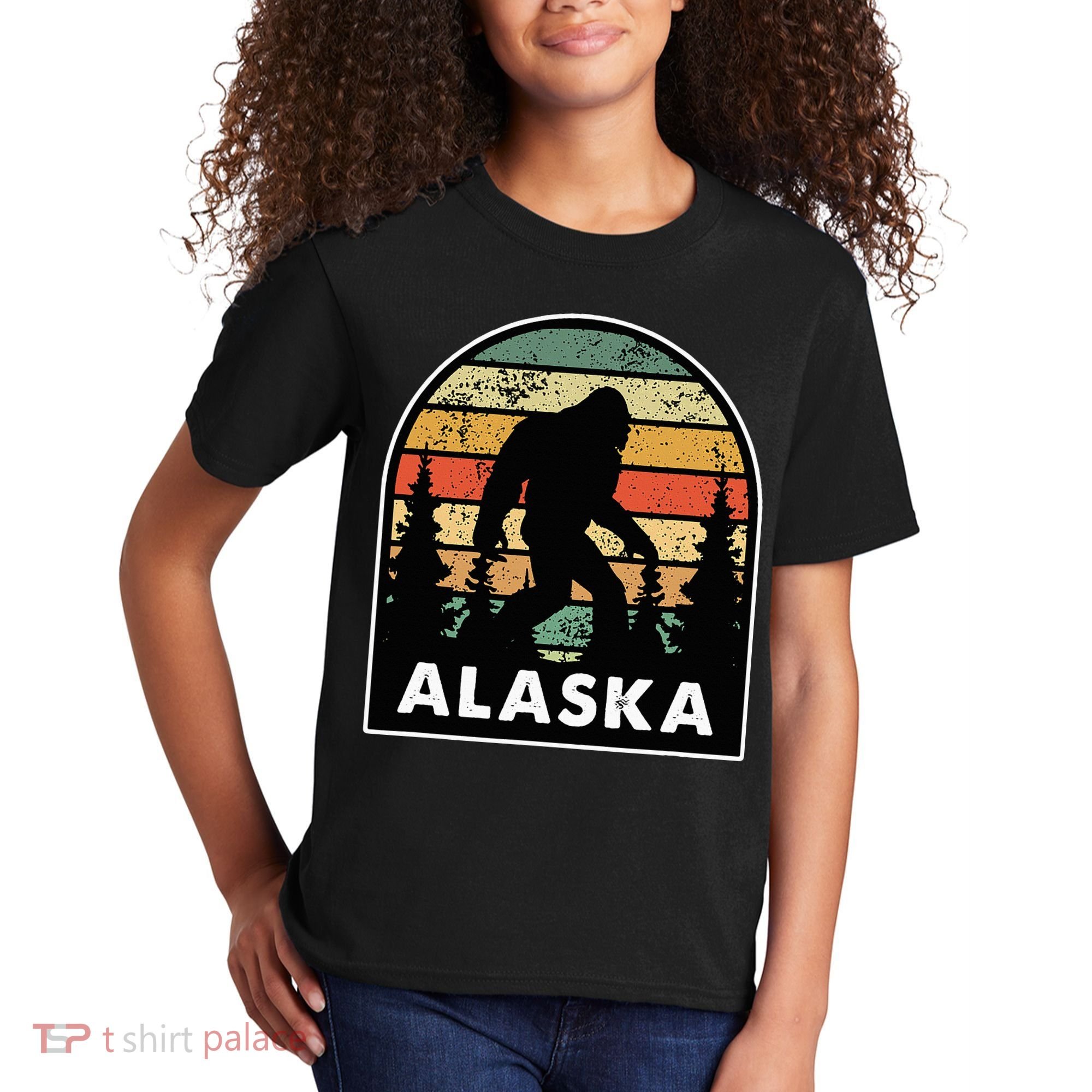 Alaska With A Bigfoot Or A Sasquatch Kids T-Shirt