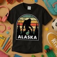 Alaska With A Bigfoot Or A Sasquatch Kids T-Shirt thumb 3