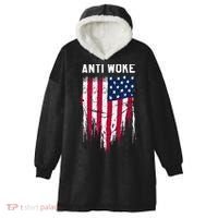 Anti Woke American Flag Patriotic Cancel Cancel Culture Hooded Wearable Blanket thumb 0