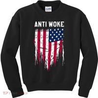 Anti Woke American Flag Patriotic Cancel Cancel Culture Kids Sweatshirt thumb 0