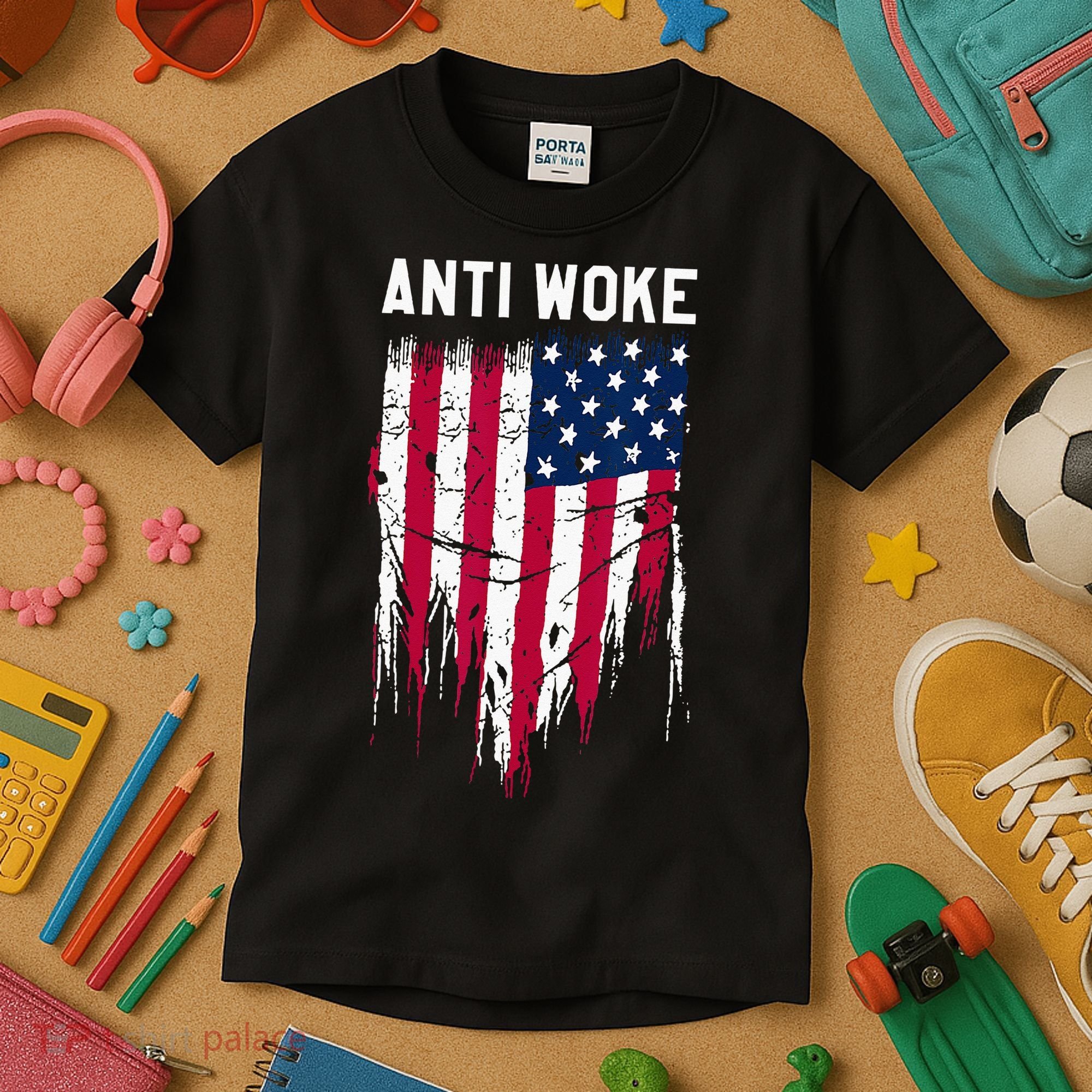 Anti Woke American Flag Patriotic Cancel Cancel Culture Kids T-Shirt