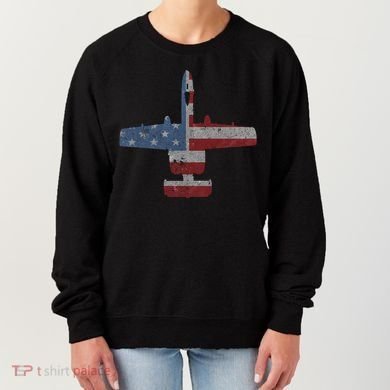 A10 Warthog Airplane American Flag Design Women's Sweatshirt