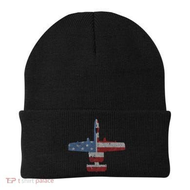 A10 Warthog Airplane American Flag Design Beanie