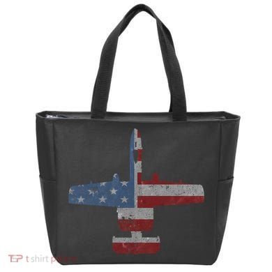 A10 Warthog Airplane American Flag Design Tote Bag