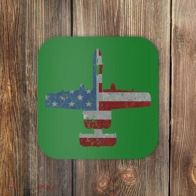 A10 Warthog Airplane American Flag Design Coaster