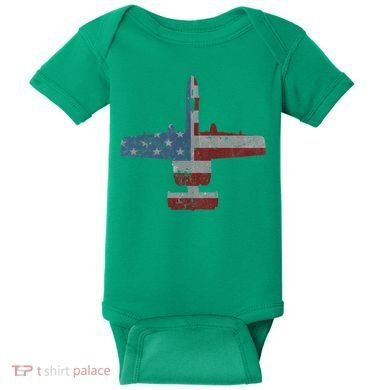 A10 Warthog Airplane American Flag Design Baby Bodysuit