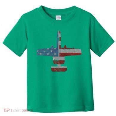 A10 Warthog Airplane American Flag Design Toddler T-Shirt